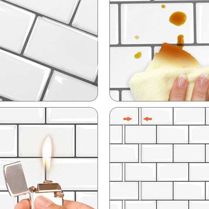 Lisslune | White subway tiles waterproof peel & stick tile for kitchen backsplash