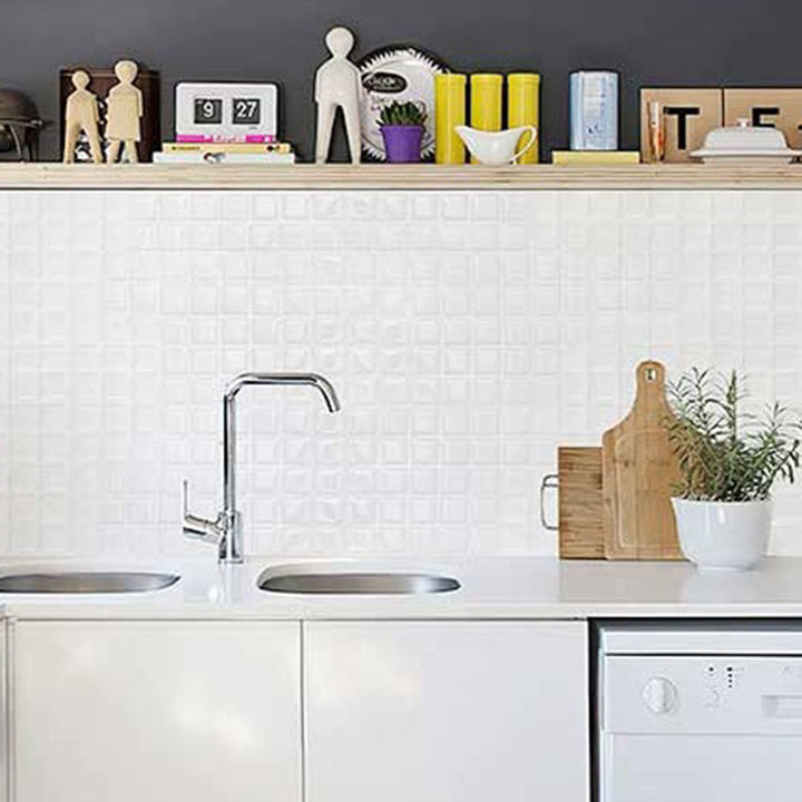 Lisslune | White subway tiles waterproof peel & stick tile for kitchen backsplash
