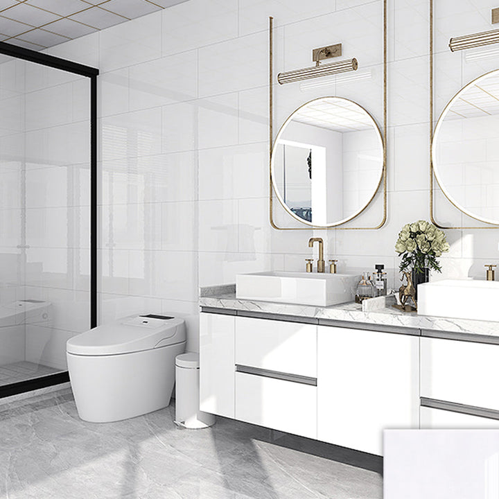 Lisslune | Rectangular Marble Peel & Stick Tile Stain Resistant Single Tile for Bathroom Backsplash