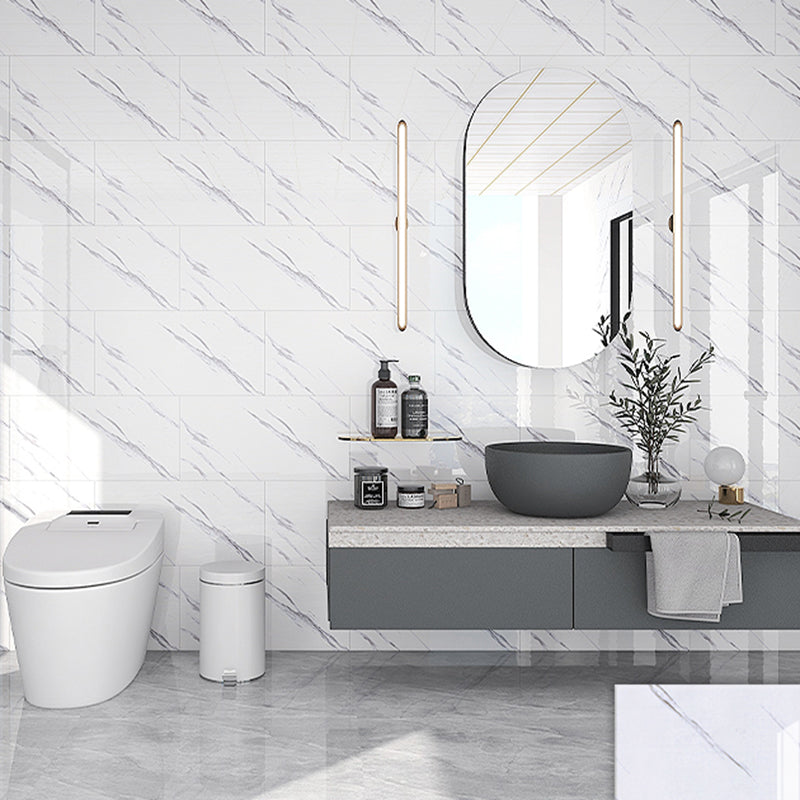 Lisslune | Rectangular Marble Peel & Stick Tile Stain Resistant Single Tile for Bathroom Backsplash
