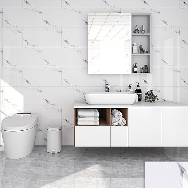 Lisslune | Rectangular Marble Peel & Stick Tile Stain Resistant Single Tile for Bathroom Backsplash