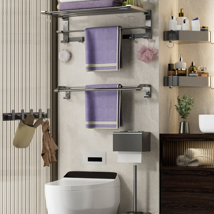 Lisslune | Modern Gray Bathroom Accessory Set Bathroom Shelf Towel Bar Bathroom Accessory Set
