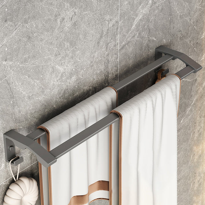 Lisslune | Modern Gray Bathroom Accessory Set Bathroom Shelf Towel Bar Bathroom Accessory Set