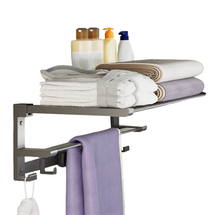 Lisslune | Modern Gray Bathroom Accessory Set Bathroom Shelf Towel Bar Bathroom Accessory Set