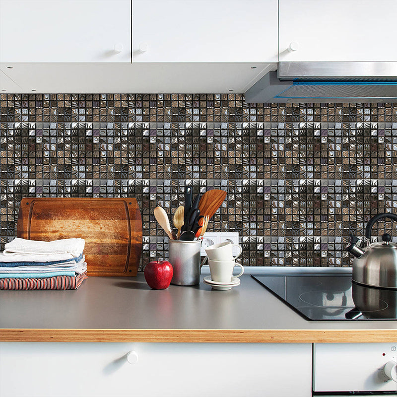 Lisslune | Square Peel and Stick Tile Grid Mosaic Tiles Interior Wallpaper