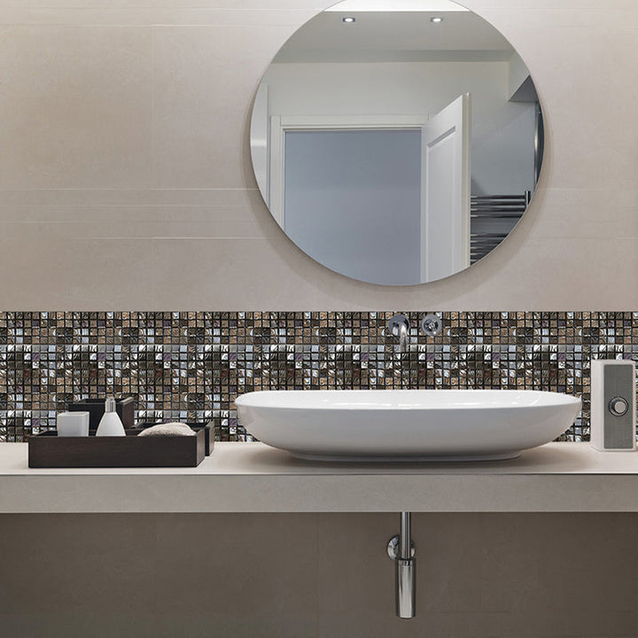 Lisslune | Square Peel and Stick Tile Grid Mosaic Tiles Interior Wallpaper