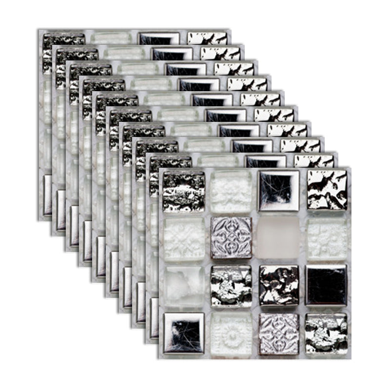 Lisslune | Square Peel and Stick Tile Grid Mosaic Tiles Interior Wallpaper
