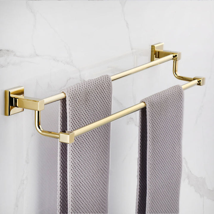 Lisslune | Gold Modern Bathroom Set, Polished Gold, 4 Pieces, Towel Holder, Paper Holder