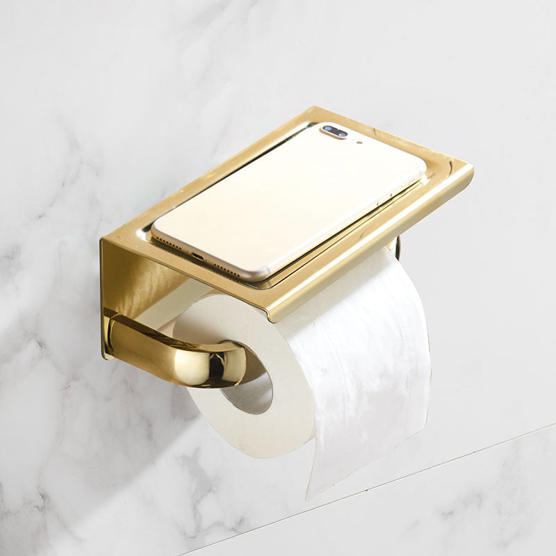 Lisslune | Gold Modern Bathroom Set, Polished Gold, 4 Pieces, Towel Holder, Paper Holder