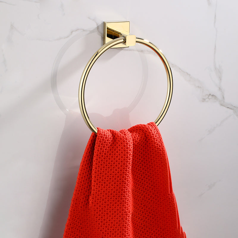 Lisslune | Gold Modern Bathroom Set, Polished Gold, 4 Pieces, Towel Holder, Paper Holder