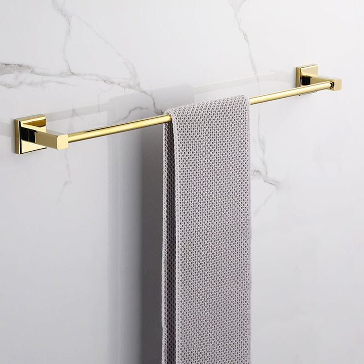 Lisslune | Gold Modern Bathroom Set, Polished Gold, 4 Pieces, Towel Holder, Paper Holder