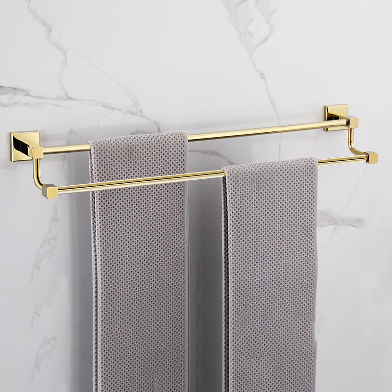 Lisslune | Gold Modern Bathroom Set, Polished Gold, 4 Pieces, Towel Holder, Paper Holder