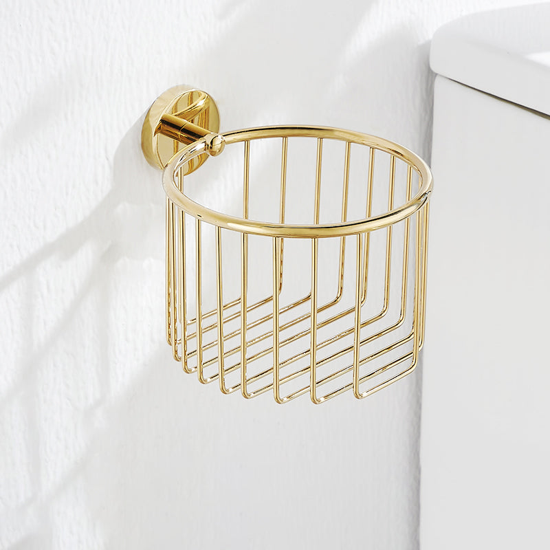 Lisslune | Gold Modern Bathroom Set, Polished Gold, 4 Pieces, Towel Holder, Paper Holder