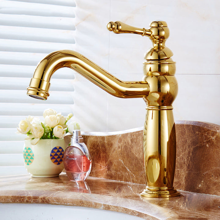 Lisslune | Glam Vessel Faucet Swivel Spout Lever Handle Sink Faucet