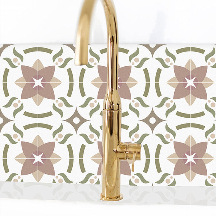 Lisslune | Beige Tone Peel & Stick Tile Square Pattern Print Single Tile