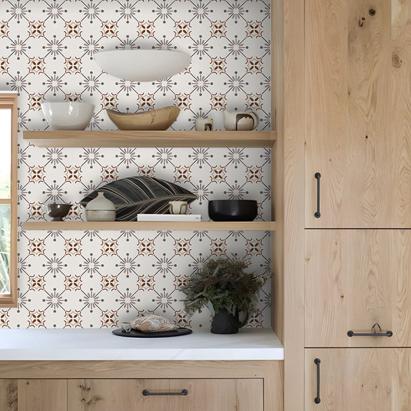 Lisslune | Beige Tone Peel & Stick Tile Square Pattern Print Single Tile