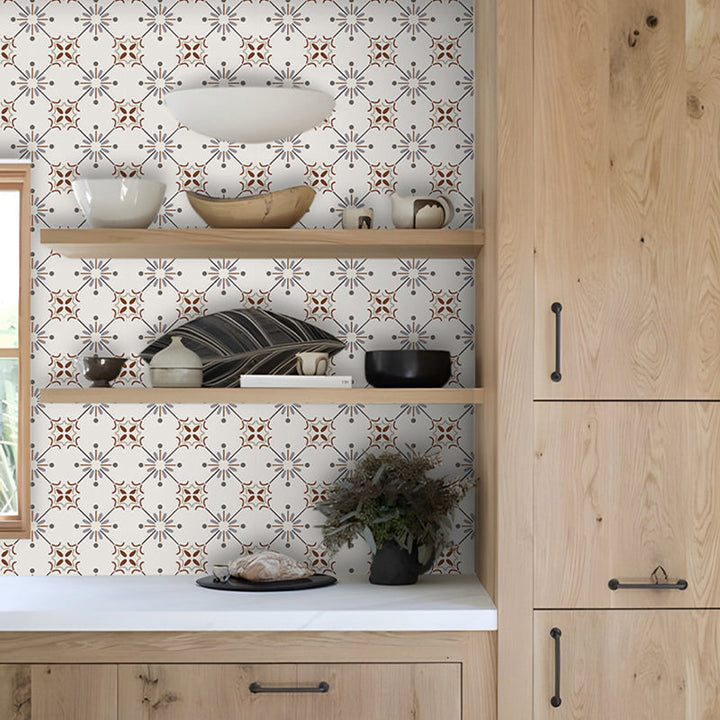 Lisslune | Beige Tone Peel & Stick Tile Square Pattern Print Single Tile