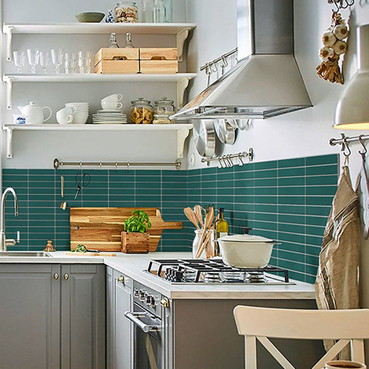 Lisslune | Square Mosaic Peel & Stick Tile in Green Water-resistant Mosaic Tile