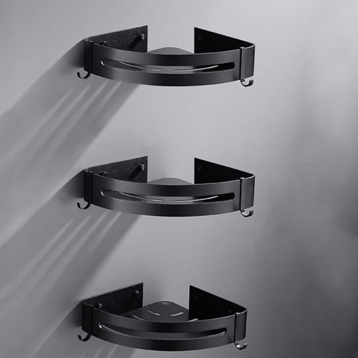 Lisslune | Matt Black Modern Bathroom Accessory Set, Set of 3, Bathroom Shelf