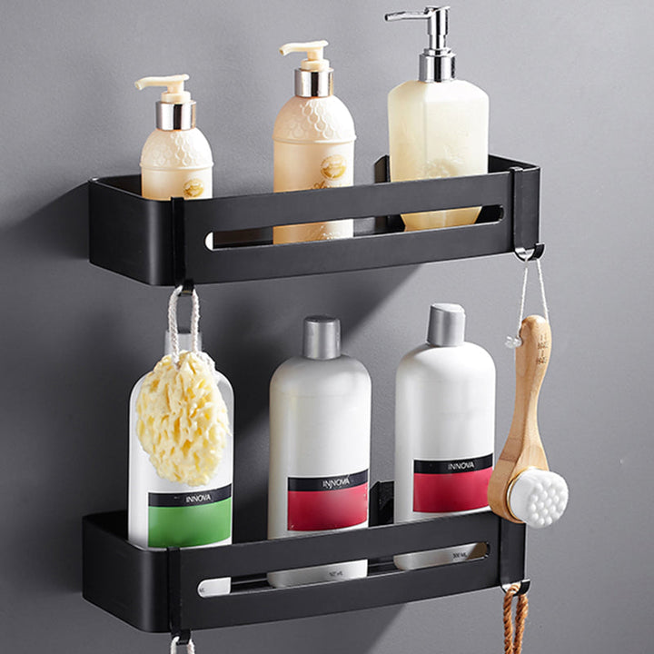 Lisslune | Matt Black Modern Bathroom Accessory Set, Set of 3, Bathroom Shelf