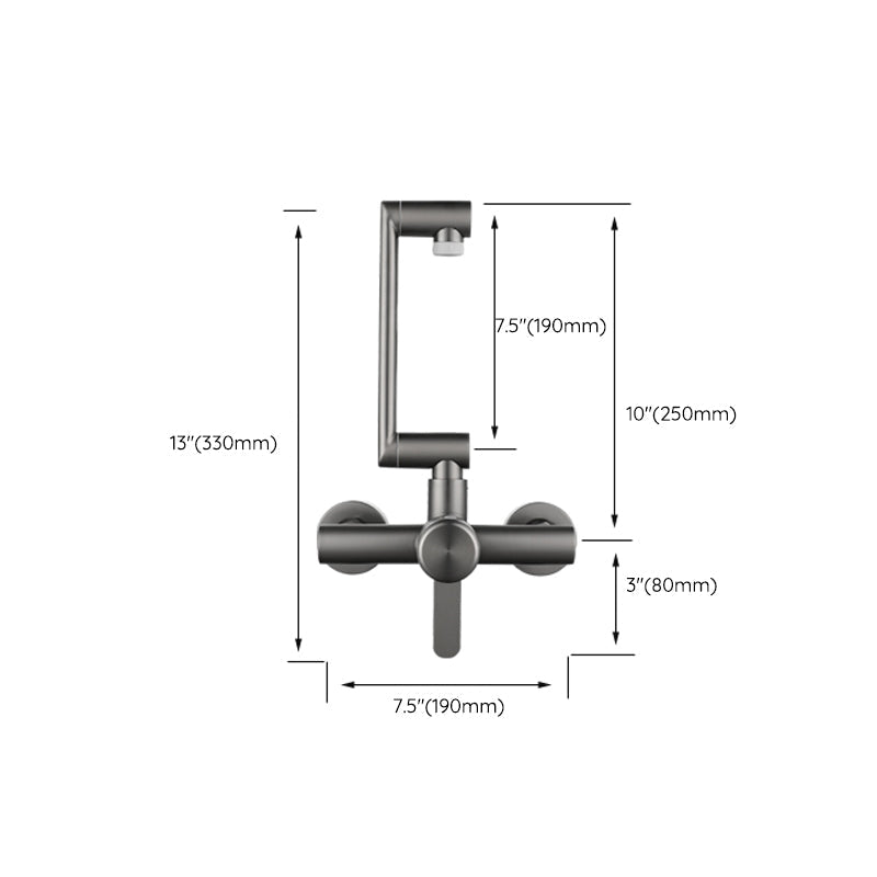 Lisslune | Modern Wall-Mounted Kitchen Faucet Single Lever Faucet in Chrome