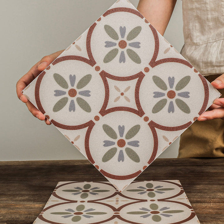 Lisslune | Waterproof Peel & Stick Tile Square Pattern Print Single Tile