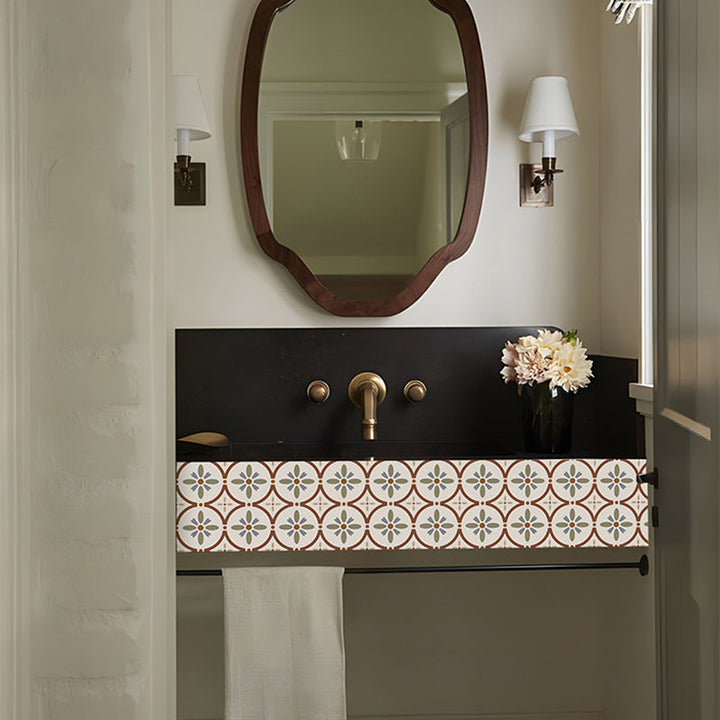 Lisslune | Waterproof Peel & Stick Tile Square Pattern Print Single Tile