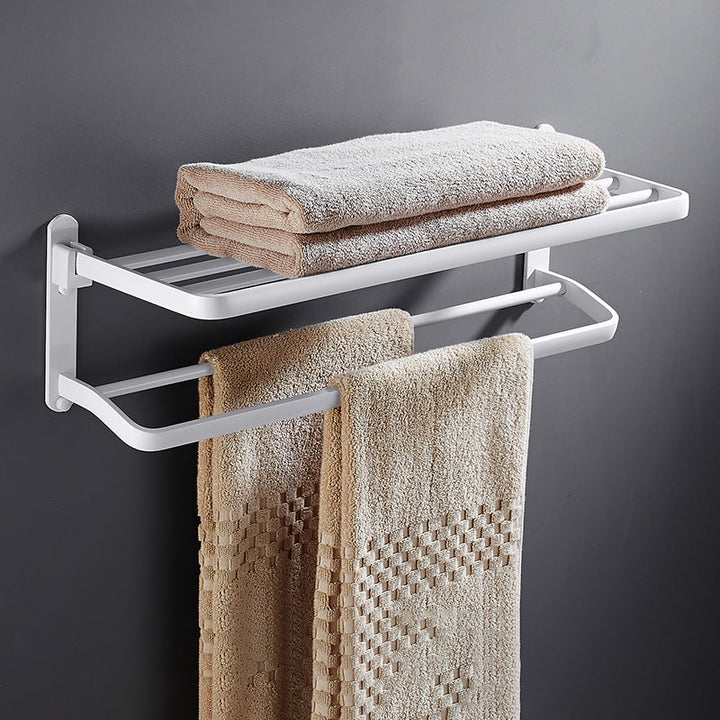 Lisslune | White Bathroom Accessories Hardware Set Modern Bathroom Accessories Set, Towel Rack