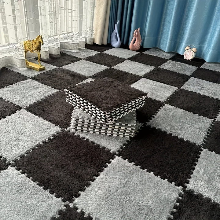 Rynx | 40-piece Thickened Modern Plush Carpet] 40-piece Modern Plush Patchwork Thickened Carpet for Bedroom, Living Room, Wardrobe, Renovation of Rental Apartments, Suitable for All Seasons