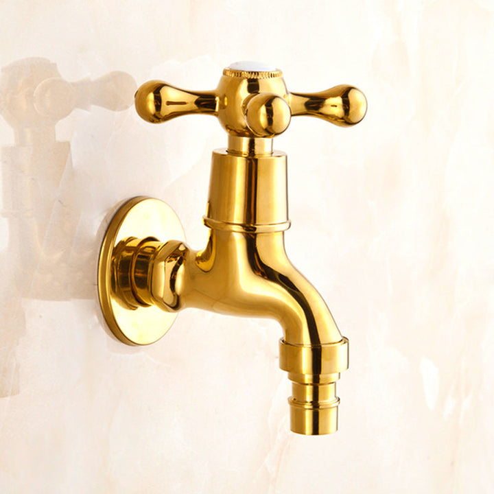 Lisslune | Glam Wall-mounted Bathroom Faucet Cross Handle Low Arc Round Sink Faucet