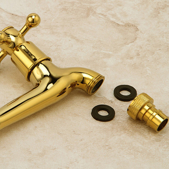 Lisslune | Glam Wall-mounted Bathroom Faucet Cross Handle Low Arc Round Sink Faucet