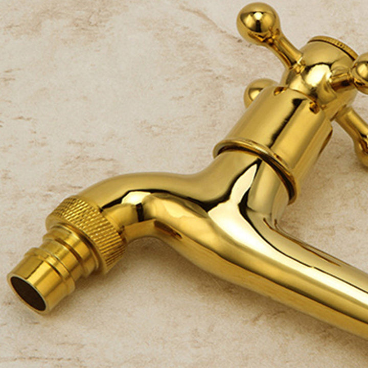 Lisslune | Glam Wall-mounted Bathroom Faucet Cross Handle Low Arc Round Sink Faucet