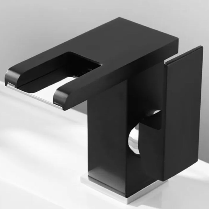 Lisslune | Contemporary Square Vessel Faucet Waterfall Spout with LED Three-Color Illumination