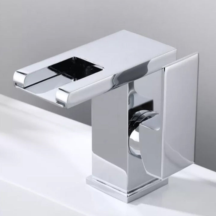 Lisslune | Contemporary square vessel tap waterfall spout with LED three-color lighting