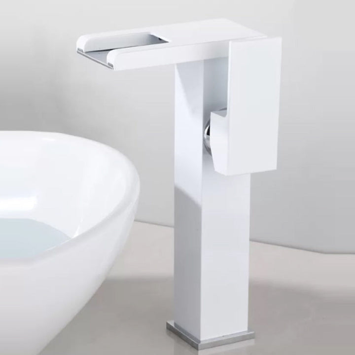 Lisslune | Contemporary Square Vessel Faucet Waterfall Spout with LED Three-Color Illumination