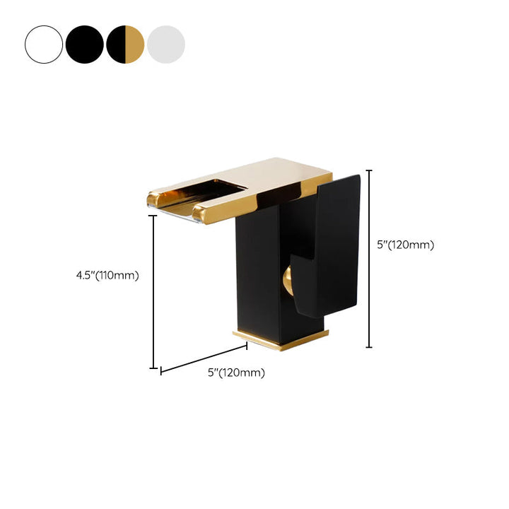Lisslune | Contemporary square vessel tap waterfall spout with LED three-color lighting
