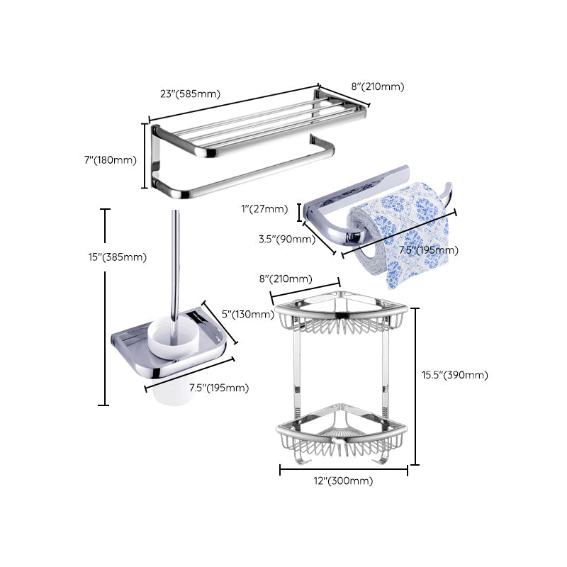 Lisslune | Modern Stainless Steel Bathroom Fixtures Set Towel Bar Bathroom Shelf Bathroom Accessory Set