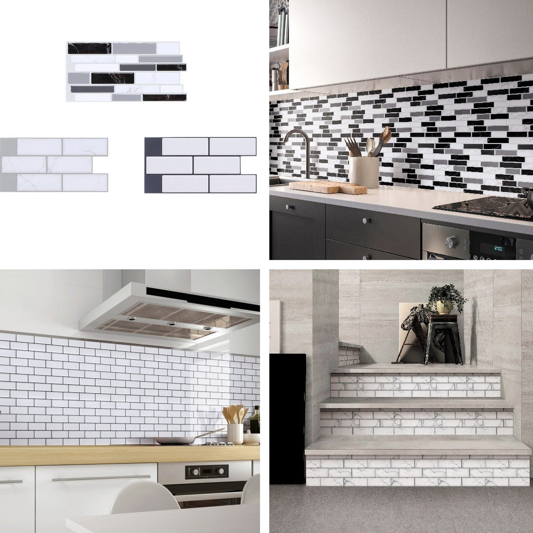 Lisslune | Plastic Peel & Stick Subway Tile Modern Simple Subway Tile Wallpaper