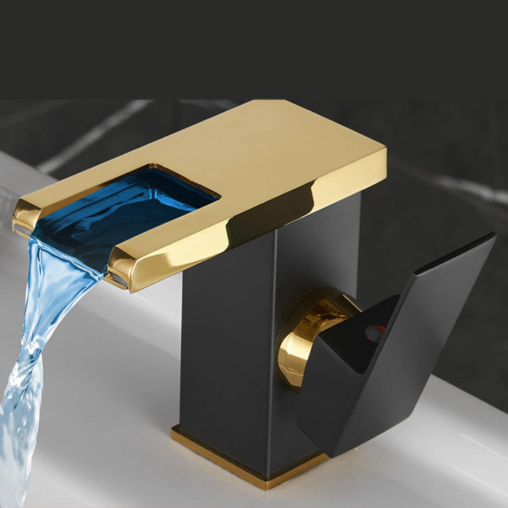 Lisslune | Waterfall Outlet Vase Sink Faucet Lever Handle Square Vase Sink Faucet