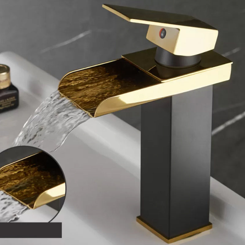 Lisslune | Waterfall Outlet Vase Sink Faucet Lever Handle Square Vase Sink Faucet