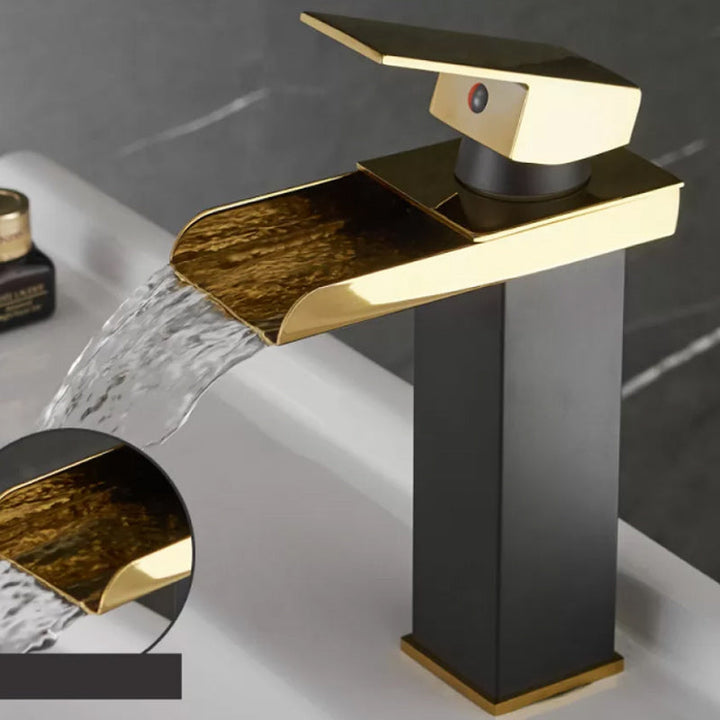 Lisslune | Waterfall Outlet Vase Sink Faucet Lever Handle Square Vase Sink Faucet