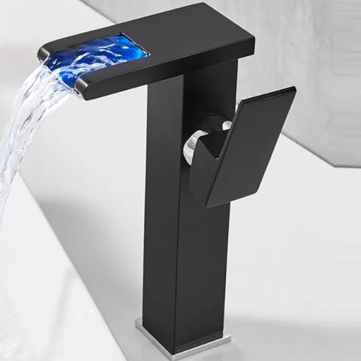 Lisslune | Waterfall Outlet Vase Sink Faucet Lever Handle Square Vase Sink Faucet