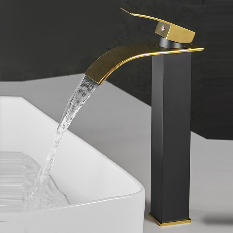 Lisslune | Waterfall Outlet Vase Sink Faucet Lever Handle Square Vase Sink Faucet