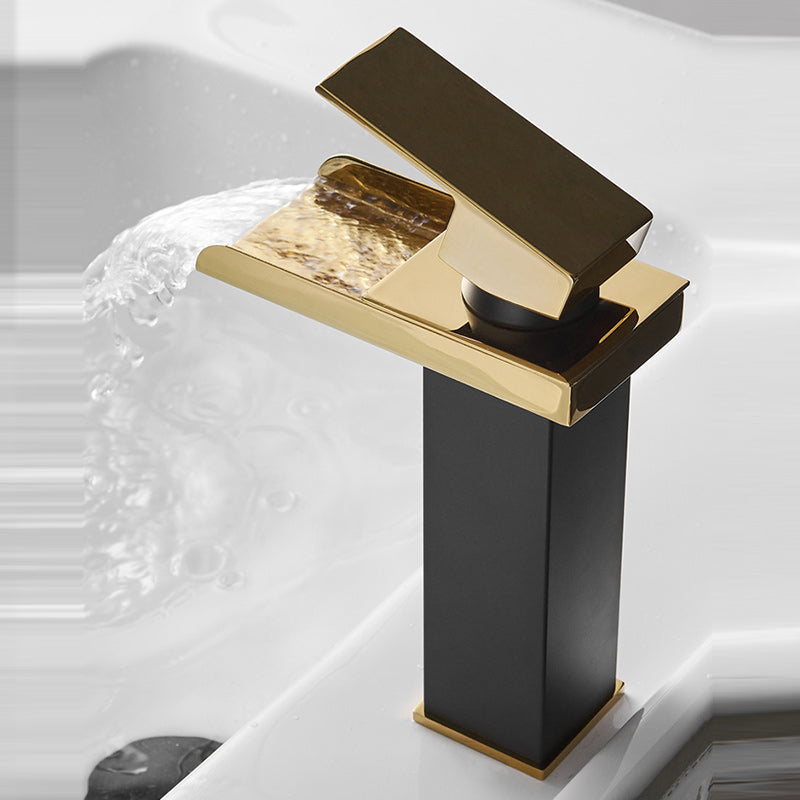 Lisslune | Waterfall Outlet Vase Sink Faucet Lever Handle Square Vase Sink Faucet