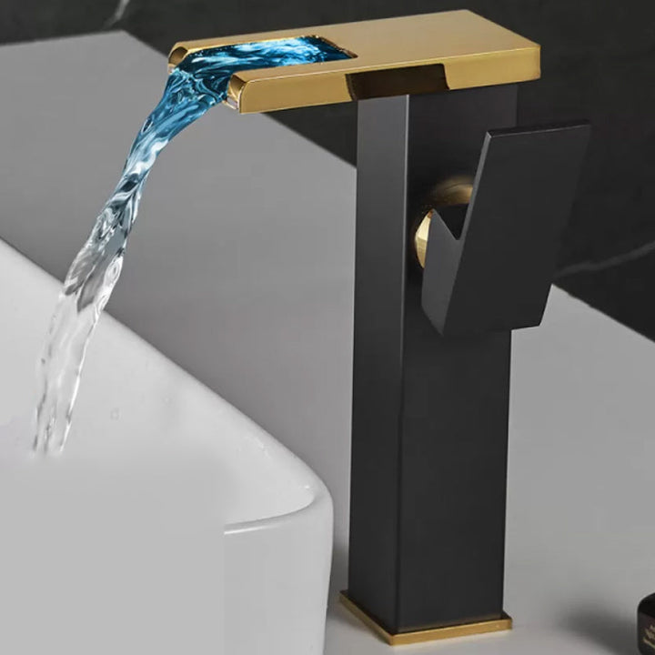 Lisslune | Waterfall Outlet Vase Sink Faucet Lever Handle Square Vase Sink Faucet