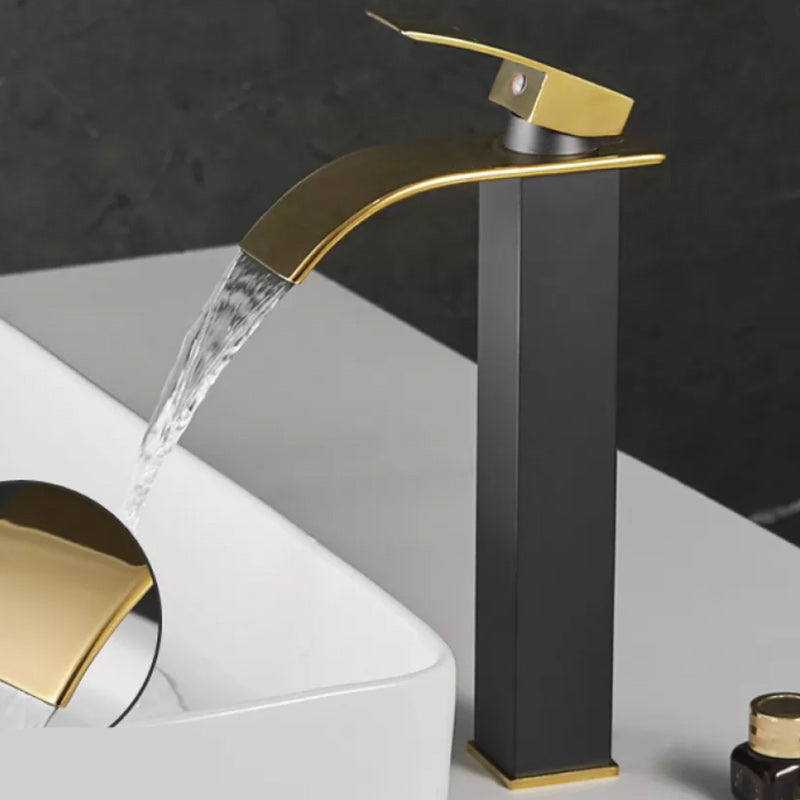 Lisslune | Waterfall Outlet Vase Sink Faucet Lever Handle Square Vase Sink Faucet