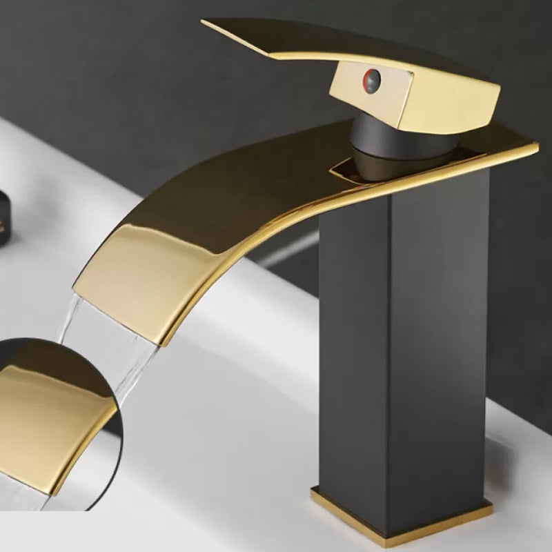 Lisslune | Waterfall Outlet Vase Sink Faucet Lever Handle Square Vase Sink Faucet