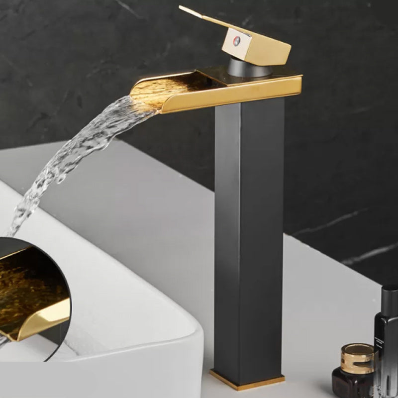 Lisslune | Waterfall Outlet Vase Sink Faucet Lever Handle Square Vase Sink Faucet
