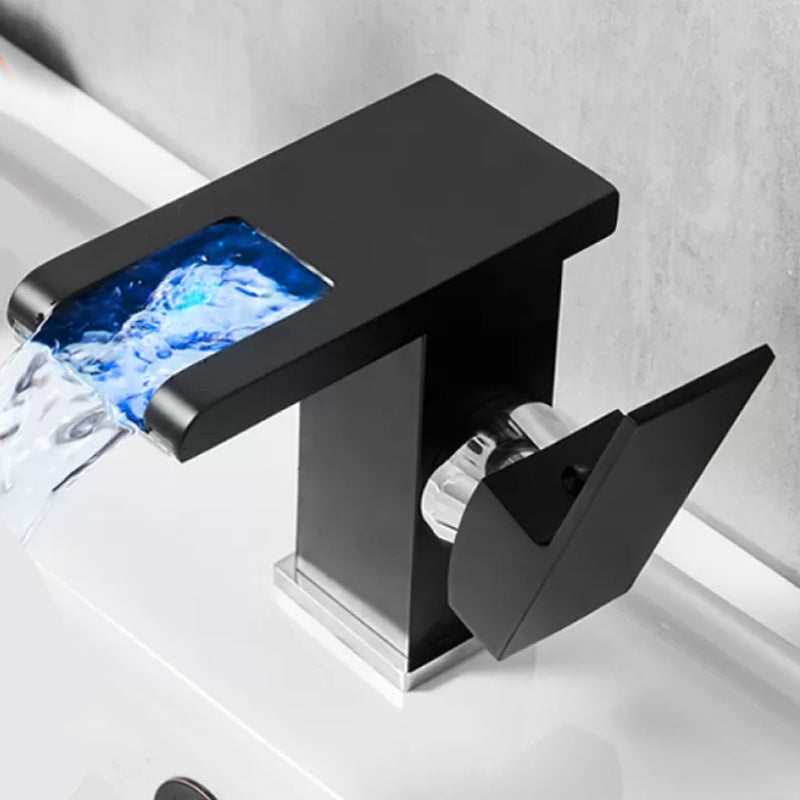 Lisslune | Waterfall Outlet Vase Sink Faucet Lever Handle Square Vase Sink Faucet