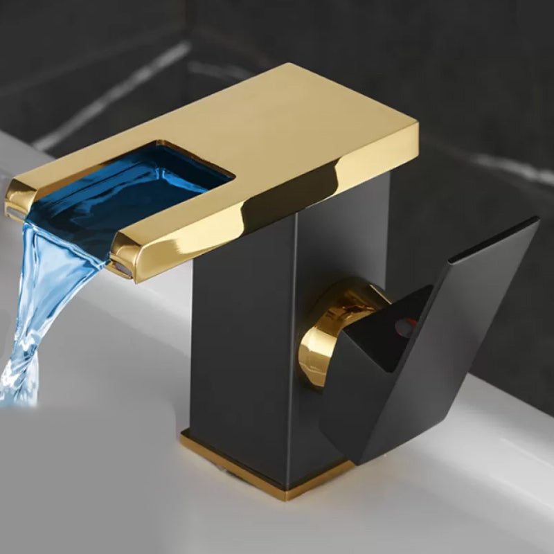 Lisslune | Waterfall Outlet Vase Sink Faucet Lever Handle Square Vase Sink Faucet